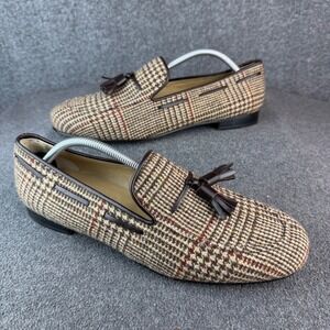 Rare Dapper Lane Mens 12 Custom Tweed Tassel Loafers Handcrafted Spain